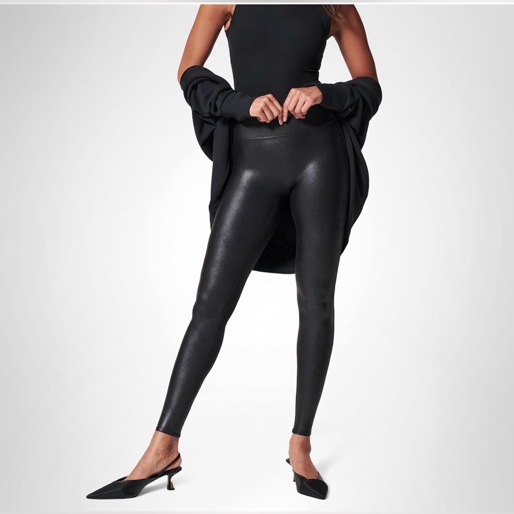 Spanx Black Faux Leather Leggings‎ Large